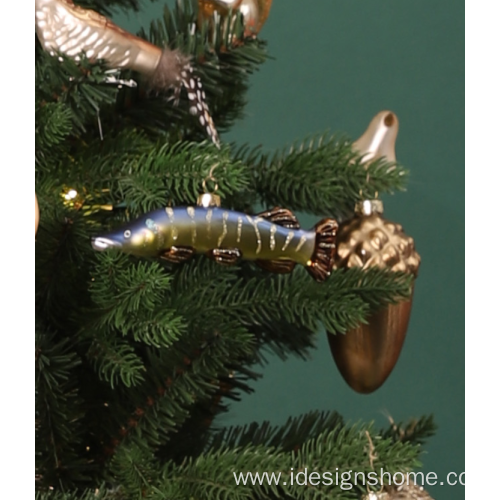 Christmas Fish Collection Glass Blown Ornament for Christmas